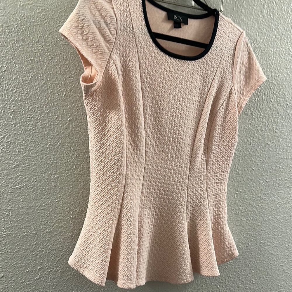 BCX Women's Pink Textured Top Large